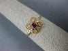 ESTATE .25CT DIAMOND & AAA RUBY 18KT ROSE GOLD 3D SQUARE FLOWER FILIGREE RING