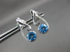 ESTATE .99CT DIAMOND & AAA BLUE TOPAZ 14K WHITE GOLD INFINITY LOVE KNOT EARRINGS