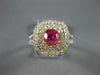 ESTATE 1.64CT DIAMOND & AAA PINK SAPPHIRE 14KT 2 TONE GOLD HALO ENGAGEMENT RING
