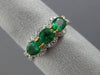 ESTATE 1.44CT DIAMOND & AAA EMERALD 18KT 2 TONE GOLD 3D PAST PRESENT FUTURE RING