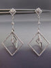 ESTATE WIDE 1.52CT DIAMOND 14K WHITE GOLD SQUARE GEOMETRICAL CHANDELIER EARRINGS