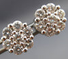 ESTATE LARGE 1.57CT ROUND DIAMOND 14KT WHITE GOLD FLOWER CLUSTER EARRINGS #22436