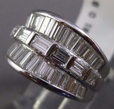 ESTATE WIDE 2.81CT BAGUETTE DIAMOND 18KT WHITE GOLD 3D WEDDING ANNIVERSARY RING