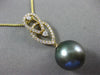 ESTATE LARGE .39CT DIAMOND 18KT YELLOW GOLD 3D TAHITIAN PEARL FLOATING PENDANT