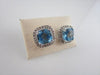 ESTATE 13CTW BLUE TOPAZ & DIAMOND 14KT W GOLD EARRINGS