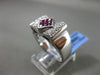 ESTATE LARGE 1.01CT DIAMOND & AAA RUBY 18K WHITE GOLD 3D BOW SHAPE FILIGREE RING