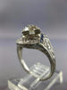 ANTIQUE LARGE 1.28CT OLD MINE DIAMOND SAPPHIRE PLATINUM FILIGREE ENGAGEMENT RING