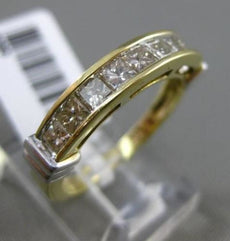 ESTATE 1CT DIAMOND 14KT WHITE & YELLOW GOLD 3D 9 STONE CLASSIC ANNIVERSARY RING