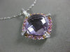 ESTATE LARGE 6.79CT DIAMOND AAA PINK TOPAZ & AMETHYST 14KT WHITE GOLD 3D PENDANT