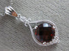 LARGE 1.98CT DIAMOND & AAA GARNET 14KT WHITE GOLD 3D TEAR DROP FILIGREE PENDANT