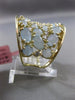 ESTATE LARGE 10.37CT DIAMOND & BLUE AGATE 14K YELLOW GOLD MULTI ROW & SHAPE RING