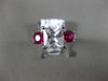 ESTATE 2.49CT DIAMOND & AAA RUBY 14KT WHITE GOLD 3D THREE STONE ENGAGEMENT RING