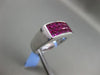 ESTATE 3.10CT AAA EXTRA FACET RUBY 18K WHITE GOLD CLASSIC 3 ROW RECTANGULAR RING