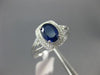ESTATE WIDE 1.10CT DIAMOND & AAA SAPPHIRE 14K WHITE GOLD 3D HALO ENGAGEMENT RING