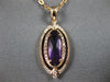 ESTATE 1.15CT DIAMOND & AAA AMETHYST 14KT ROSE GOLD 3D OVAL FILIGREE PENDANT