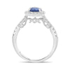 1.75CT DIAMOND & AAA SAPPHIRE 18KT WHITE GOLD 3D CUSHION & ROUND ENGAGEMENT RING
