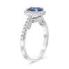 1.75CT DIAMOND & AAA SAPPHIRE 18KT WHITE GOLD 3D CUSHION & ROUND ENGAGEMENT RING