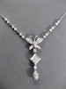 ESTATE 1.12CT DIAMOND 18KT WHITE GOLD 3D BUTTERFLY BY THE YARD FLOATING NECKLACE