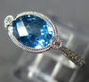 ESTATE 1.73CT DIAMOND & AAA BLUE TOPAZ 14KT WHITE GOLD FILIGREE SEMI BEZEL RING