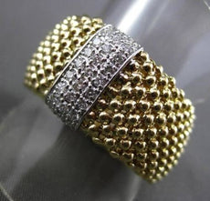 ESTATE WIDE .35CT DIAMOND 14K WHITE & YELLOW GOLD PAVE FLEXIBLE WOVEN MESH RING