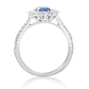 ESTATE 2.06CT DIAMOND & AAA SAPPHIRE 18KT WHITE GOLD 3D FLOWER ENGAGEMENT RING