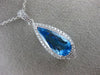 ESTATE LARGE 3.12CT DIAMOND & AAA BLUE TOPAZ 14K WHITE GOLD 3D TEAR DROP PENDANT