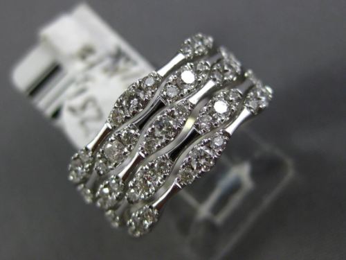 ESTATE LARGE 1.0CT DIAMOND 14KT WHITE GOLD 3D MULTI ROW WEDDING ANNIVERSARY RING