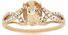 1.14CT DIAMOND & AAA MORGANITE 14KT ROSE GOLD 3D OVAL INFINITY ENGAGEMENT RING