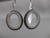 ESTATE LARGE 4.16CTW BLACK & WHITE DIAMOND 18KT WHITE GOLD OVAL HANGING EARRINGS