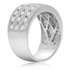ESTATE WIDE 1.45CT DIAMOND 14KT WHITE GOLD MULTI ROW FILIGREE ANNIVERSARY RING