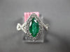ESTATE 1.23CT DIAMOND & AAA MARQUISE CUT EMERALD 18KT WHITE GOLD ENGAGEMENT RING