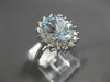ESTATE LARGE 2.65CT DIAMOND & AAA AQUAMARINE 14KT WHITE GOLD 3D ENGAGEMENT RING