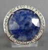 ESTATE LARGE 5.52CT DIAMOND & AAA SODALITE 14K WHITE GOLD 3D FILIGREE HALO RING