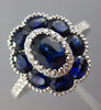 ESTATE 1.91CT DIAMOND & AAA SAPPHIRE 18K WHITE GOLD CLASSIC FLOWER FILIGREE RING