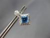 ESTATE 1.82CT DIAMOND & AAA BLUE TOPAZ 14KT WHITE GOLD SQUARE HALO STUD EARRINGS