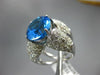 ESTATE EXTRA LARGE 12.25CT DIAMOND & AAA BLUE TOPAZ 18KT WHITE GOLD 3D FUN RING