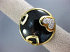ESTATE LARGE .10CT DIAMOND & AAA ONYX 14KT YELLOW GOLD MULTI HEART CIRCULAR RING