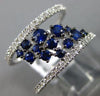 ESTATE WIDE .98CT DIAMOND & AAA SAPPHIRE 14K WHITE GOLD CLUSTER ANNIVERSARY RING