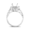ESTATE .89CT DIAMOND 14KT WHITE GOLD 3D SQUARE HALO SEMI MOUNT ENGAGEMENT RING