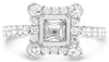ESTATE .89CT DIAMOND 14KT WHITE GOLD 3D SQUARE HALO SEMI MOUNT ENGAGEMENT RING