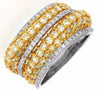ESTATE LARGE 3.18CT WHITE & FANCY YELLOW DIAMOND 14K 2 TWO GOLD ANNIVERSARY RING