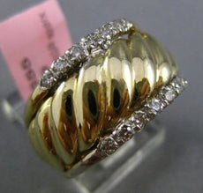 ESTATE WIDE .28CT DIAMOND 14KT WHITE & YELLOW GOLD 3D MULTI RIDGE RING 12mm WIDE