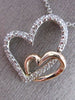 ESTATE .43CT DIAMOND 14K WHITE & ROSE GOLD 3D DOUBLE HEART LOVE FLOATING PENDANT