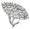 ESTATE LARGE 2.15CT BAGUETTE CUT DIAMOND 14KT WHITE GOLD 3D CLUSTER FUN RING