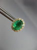 ESTATE 2.12CT DIAMOND & AAA EMERALD 14KT YELLOW GOLD 3D OVAL HALO STUD EARRINGS