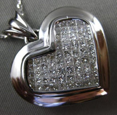 ESTATE LARGE .30CT DIAMOND 14KT WHITE GOLD 3D INVISIBLE FLOATING HEART PENDANT