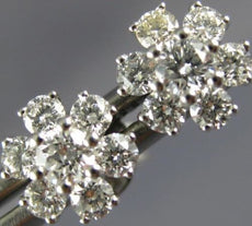 ESTATE .70CT DIAMOND 18KT WHITE GOLD 3D CLASSIC FLOWER STUD EARRINGS
