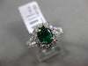 ESTATE 1.47CT DIAMOND & EMERALD 18KT WHITE GOLD 3D HALO FILIGREE ENGAGEMENT RING