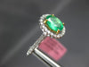 ESTATE 1.08CT DIAMOND & AAA EMERALD 18KT TWO TONE GOLD 3D HALO ENGAGEMENT RING