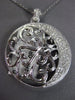 ESTATE LARGE .60CT DIAMOND 14KT WHITE GOLD FILIGREE FLOATING ROUND MOON PENDANT